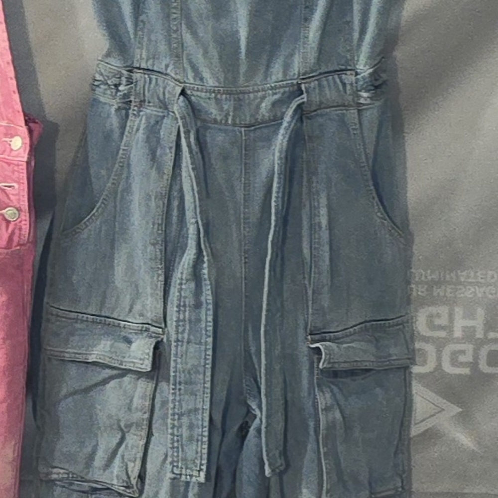 Free People Go West Denim Jumpsuit